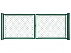 zahradní brána 1450x3600 mm, výplet pletivem PVC, OKO, II. jakost
